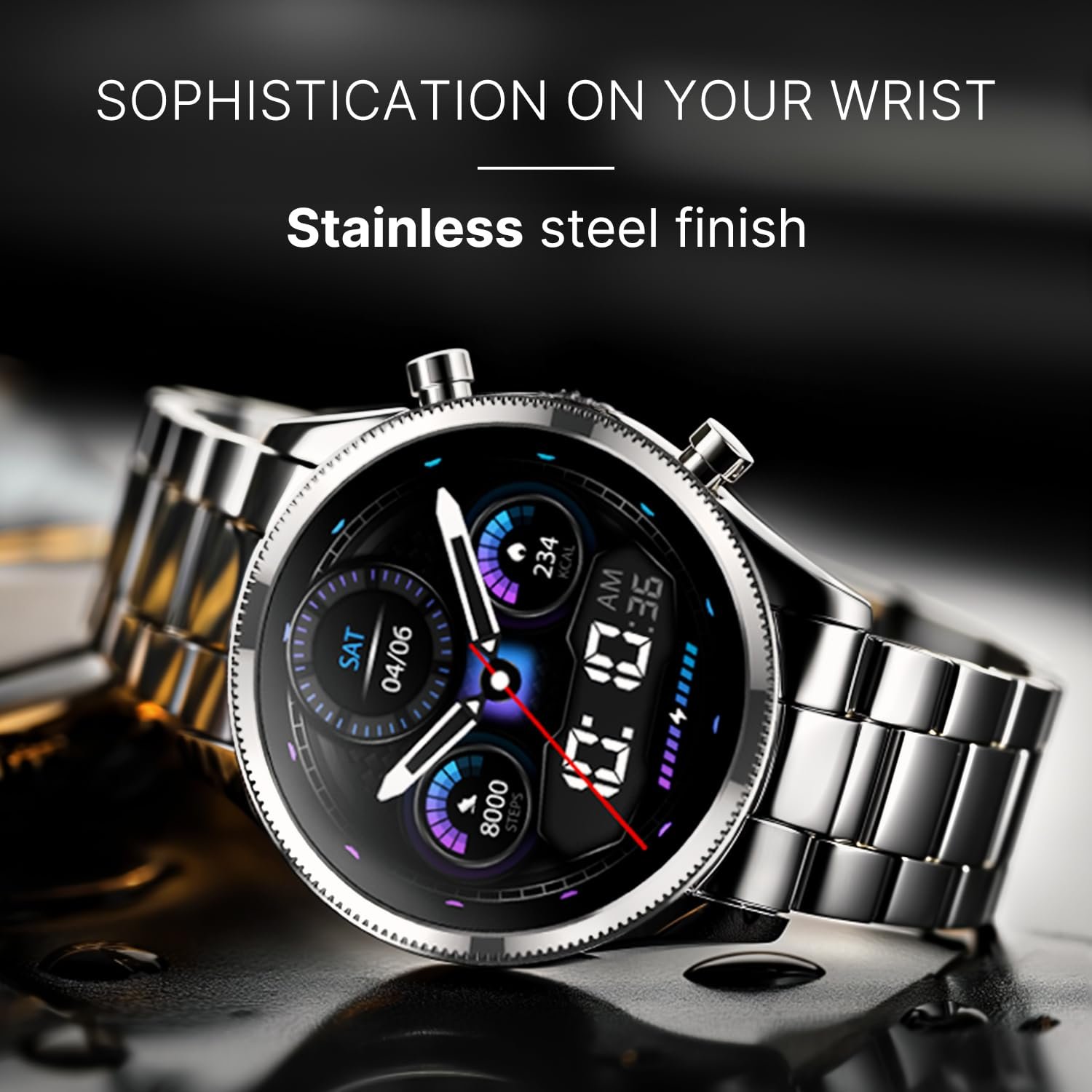 Noise Halo Plus 1.46" Super AMOLED Display Elite Smart Watch, Bluetooth Calling, Stainless Steel Build, Always on Display, Upto 7 Days Battery (Elite Black) - View 6